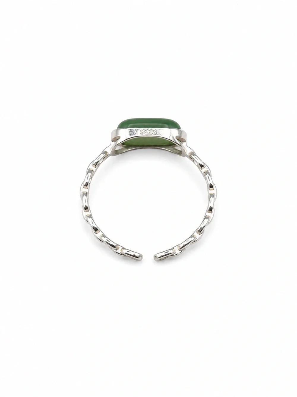Jade Paperclip Ring (S925) R102